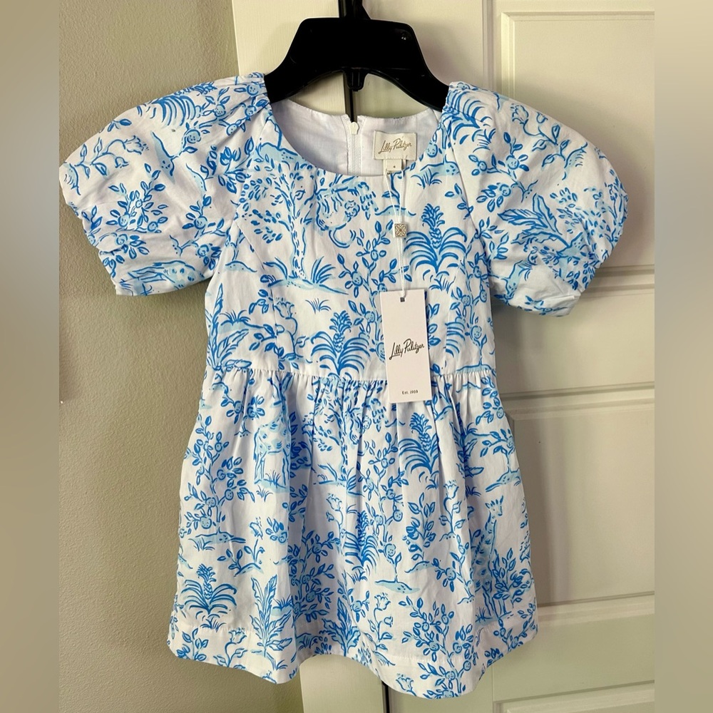 NEW!! Lilly Pulitzer Girls Mini Knoxlie Dress Resort White Tall Tales - Picture 2 of 10